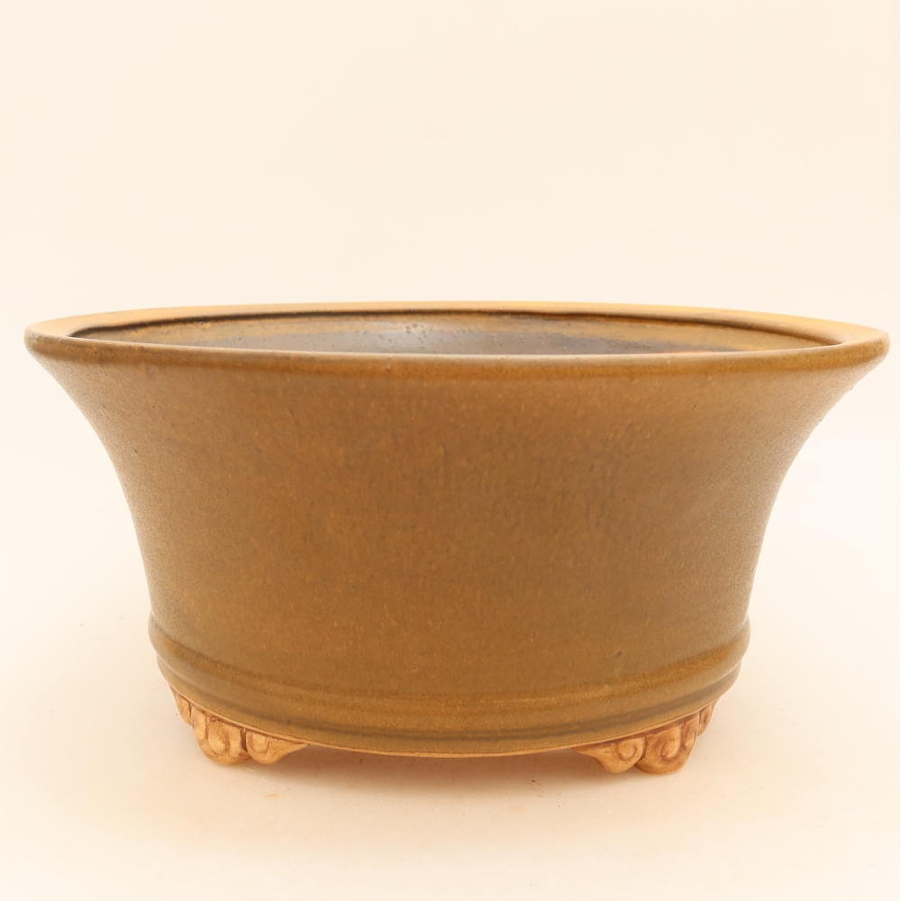Ceramic bonsai pot, 24.5 x 24.5 x 11 cm, brown