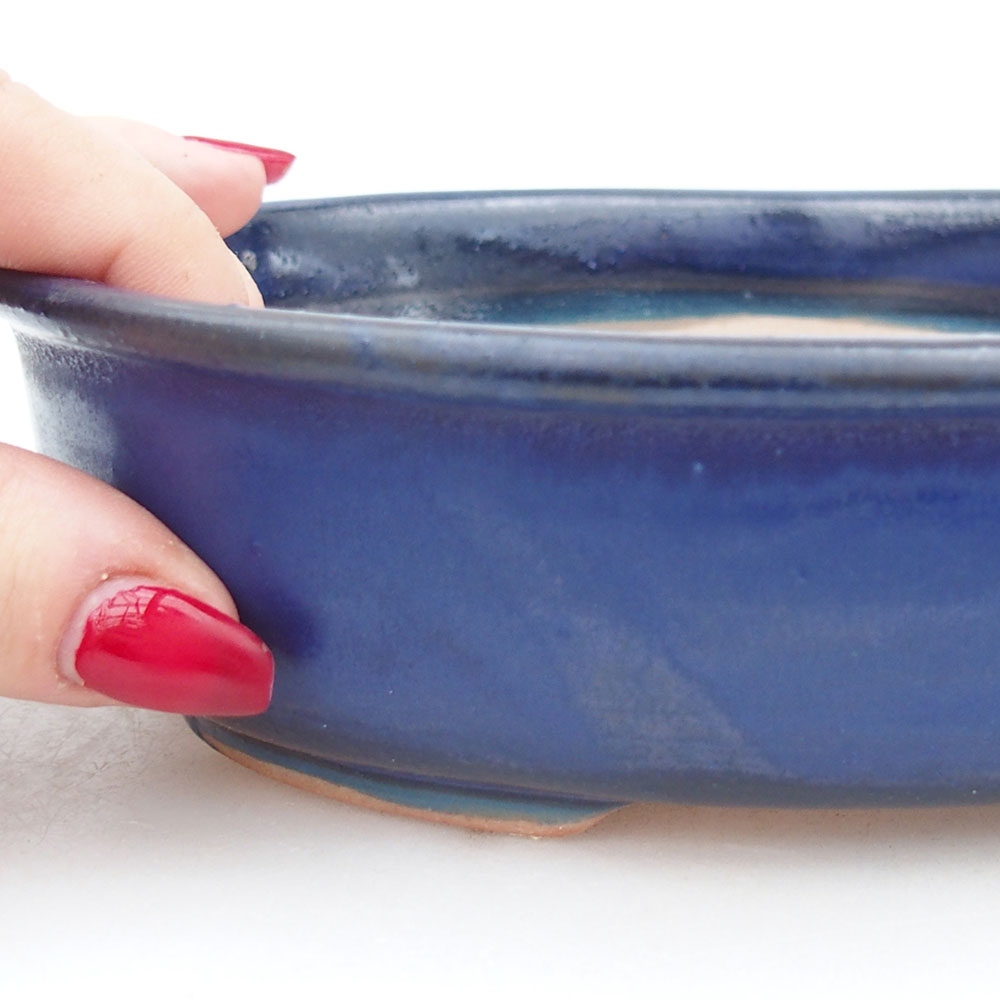 Ceramic bonsai bowl 19 x 14 x 5 cm, colour blue