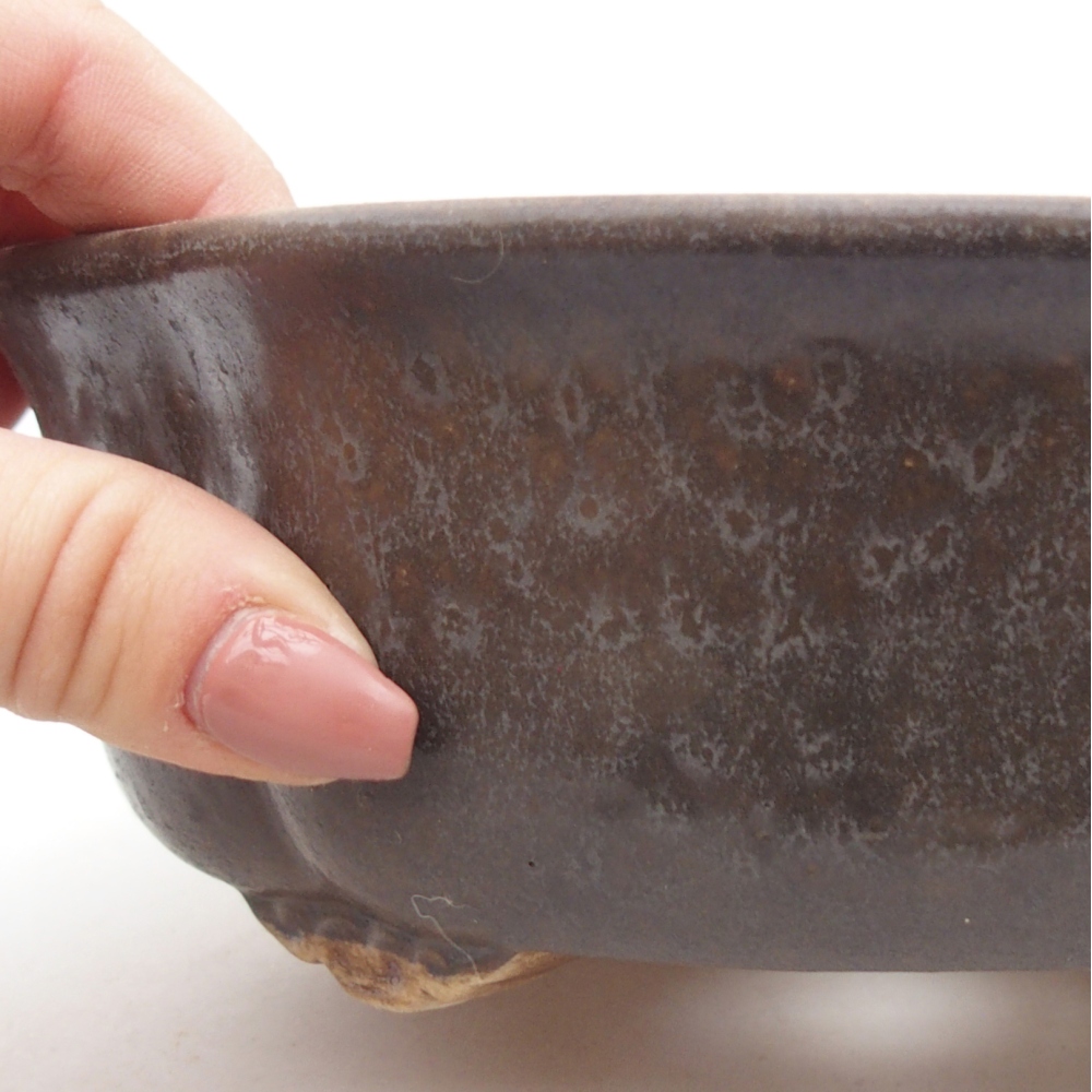 Ceramic bonsai bowl 18,5 x 17 x 6 cm, brown