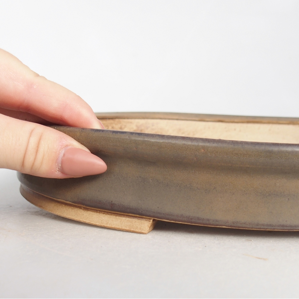 Ceramic bonsai bowl 30,5 x 26,5 x 4 cm, brown