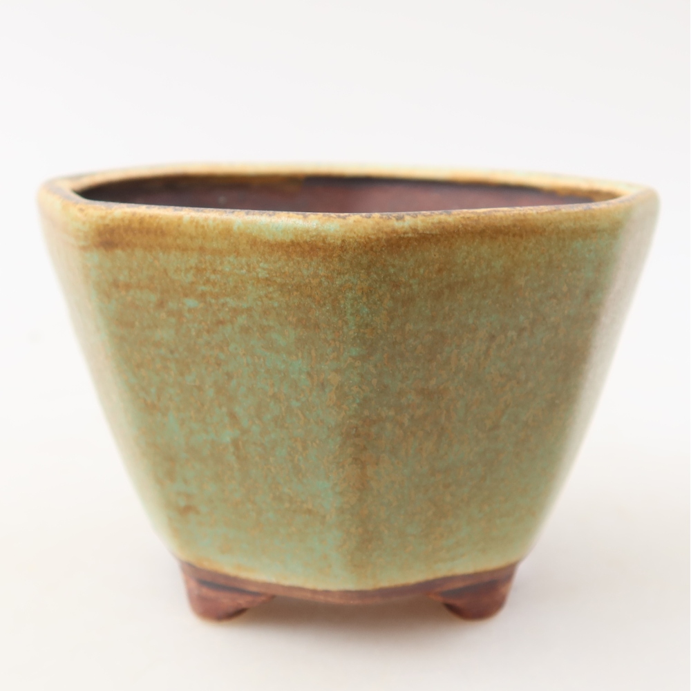 Ceramic bonsai pot, 9 x 8.5 x 5.5 cm, green