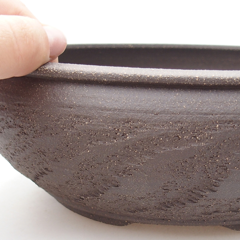 Ceramic bonsai bowl 19,5 x 19,5 x 7 cm, brown