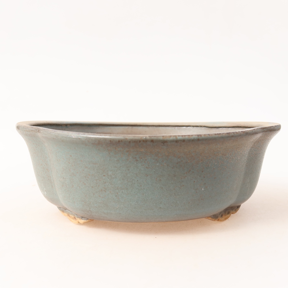 Ceramic bonsai pot, 18.5 x 16.5 x 6 cm, blue