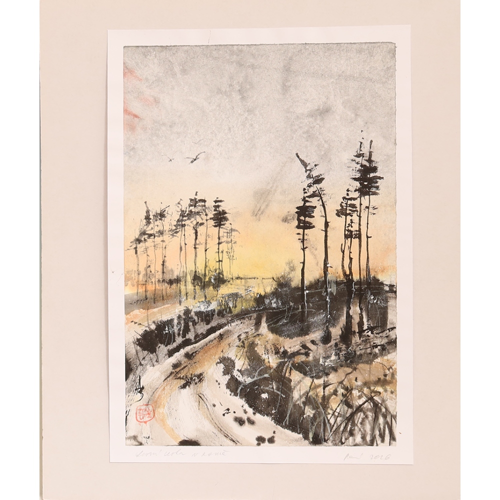 Calligraphy - A Forest Path in Winter