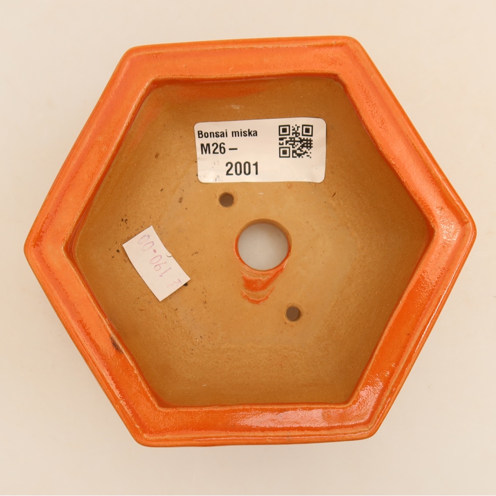 Ceramic bonsai pot, 12 x 10.5 x 4 cm, orange