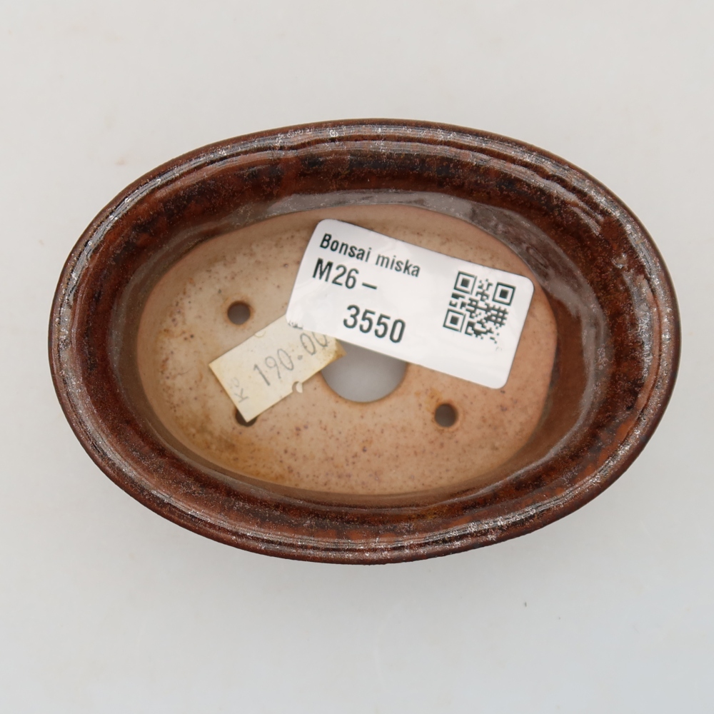 Ceramic bonsai pot, 9.5 x 6.5 x 3 cm, brown