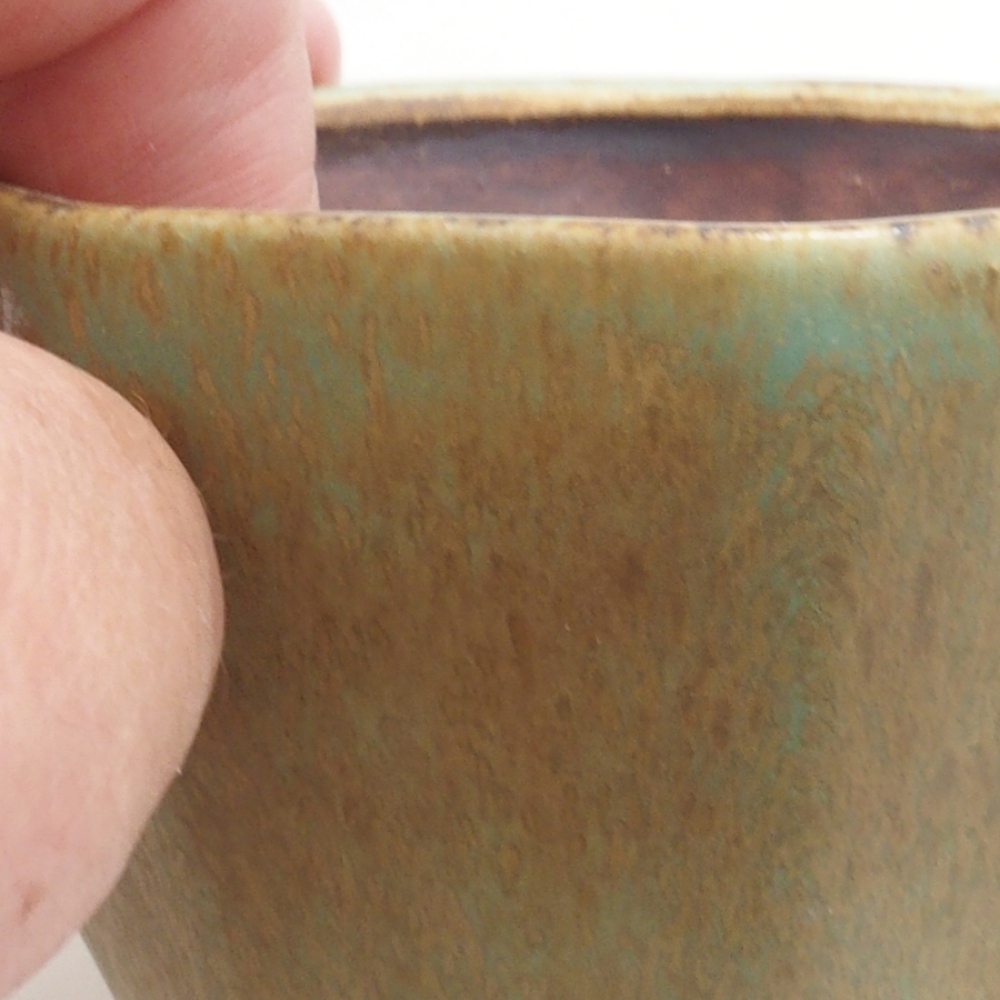 Ceramic bonsai bowl 9 x 7,5 x 3,5 cm, color green