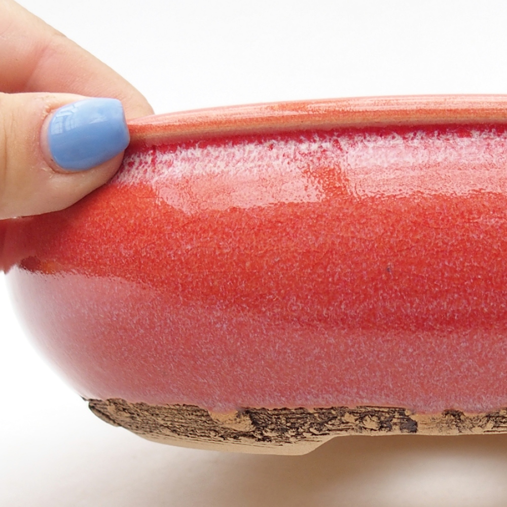 Ceramic bonsai bowl 19 x 19 x 6 cm, color red