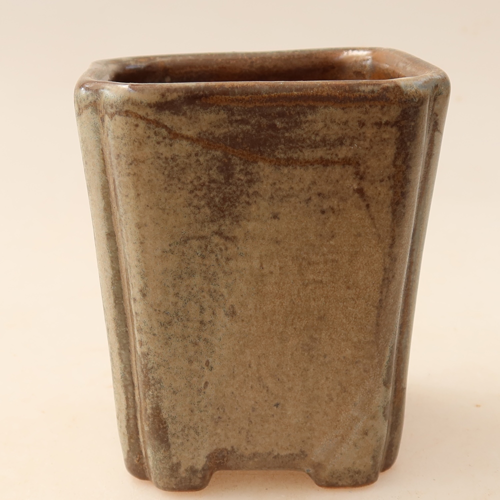 Ceramic bonsai pot, 7 x 7 x 8.5 cm, brown