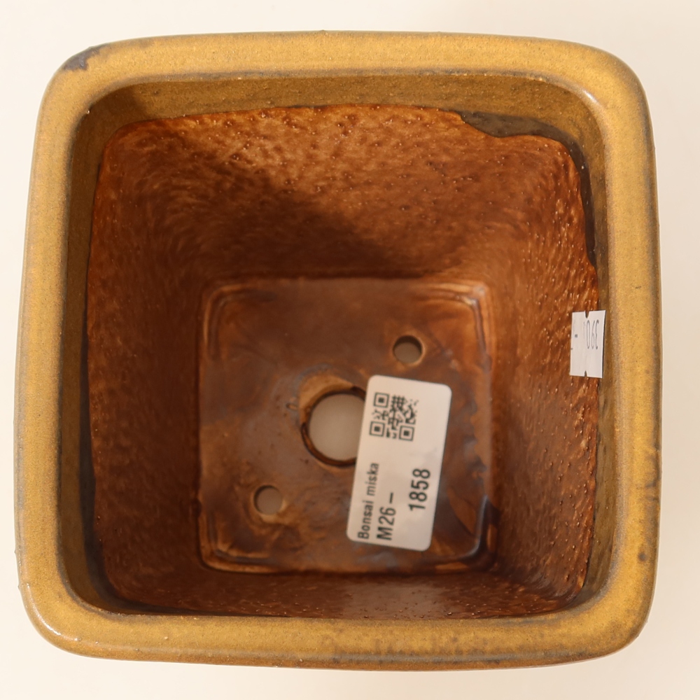 Ceramic bonsai pot, 10.5 x 10.5 x 12 cm, brown