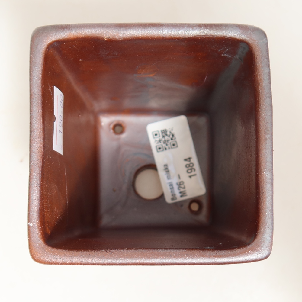 Ceramic bonsai pot, 7.5 x 7.5 x 9.5 cm, metallic color