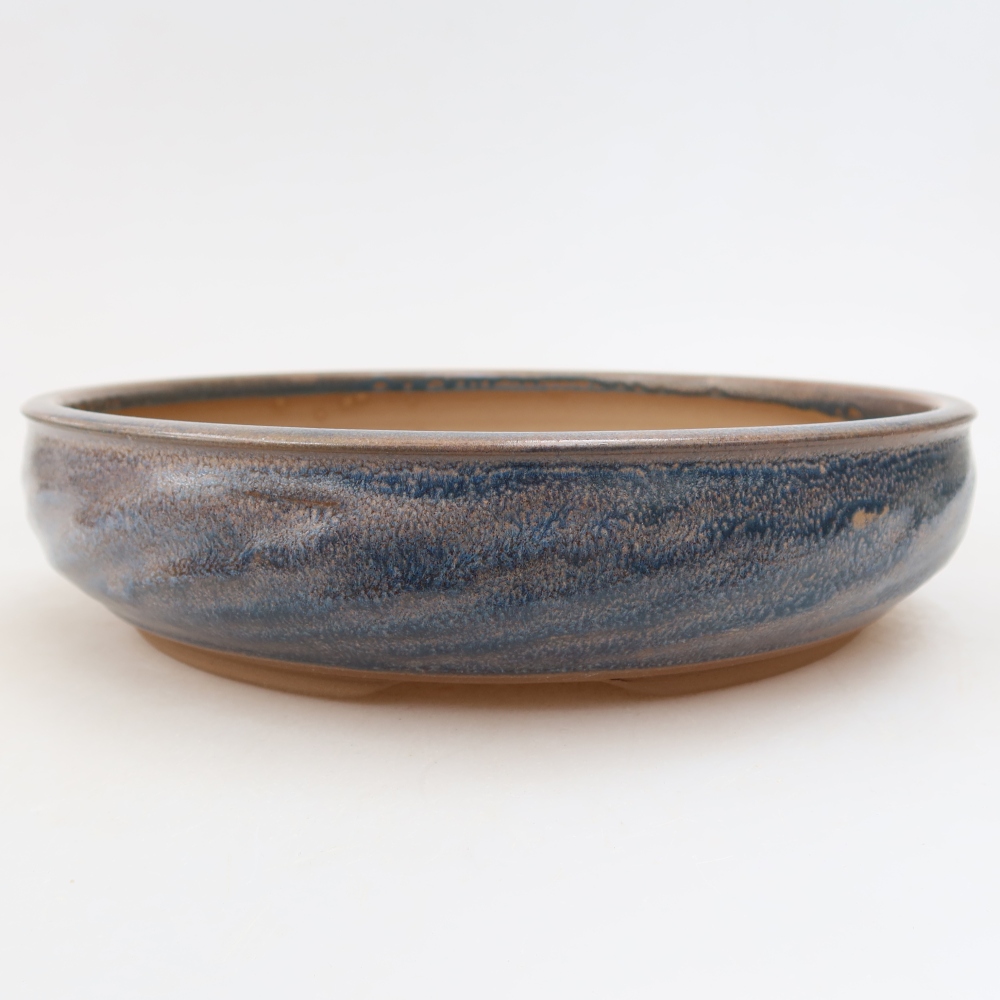 Ceramic bonsai pot, 22.5 x 22.5 x 5 cm, blue