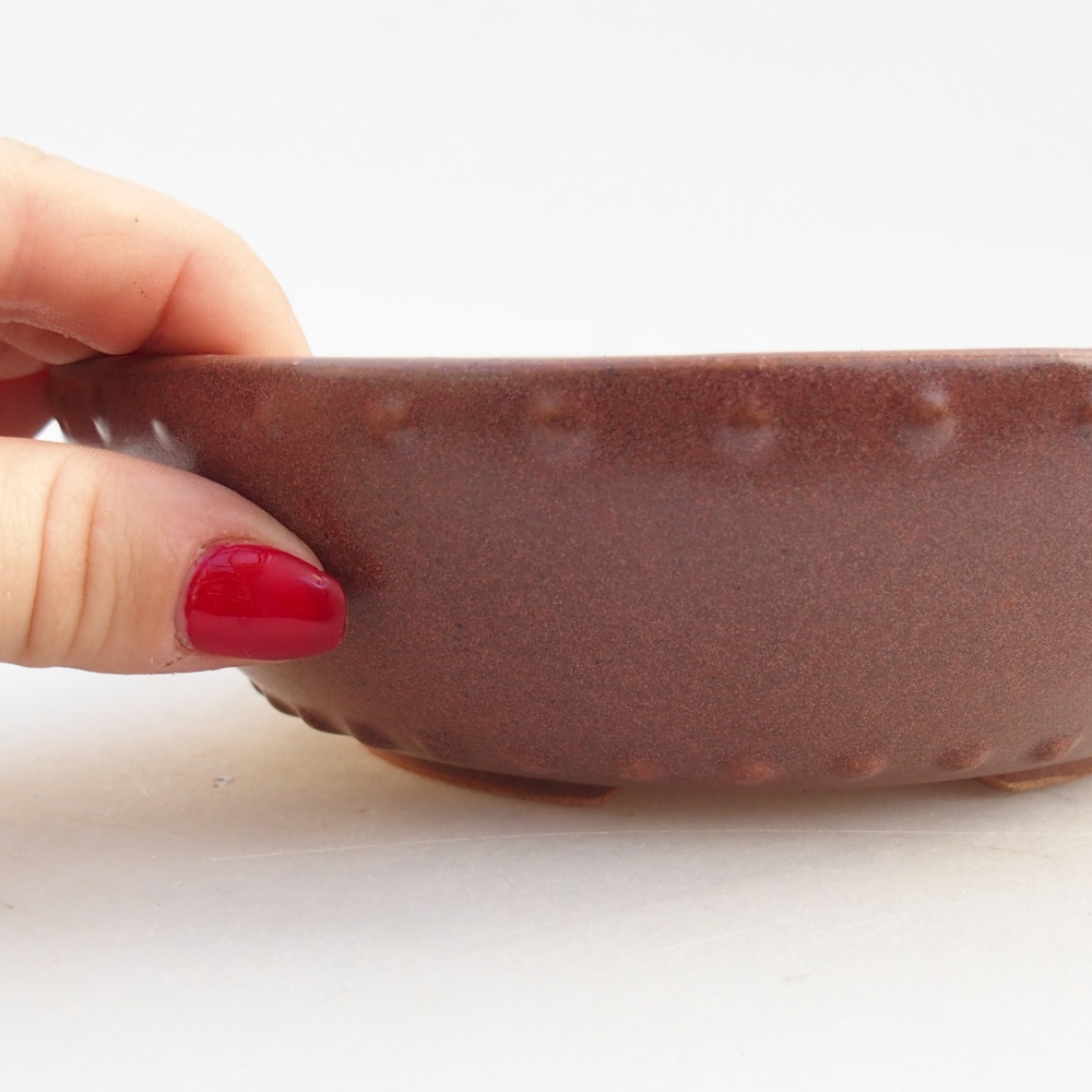 Ceramic bonsai bowl 17,5 x 17,5 x 5 cm, colour burgundy