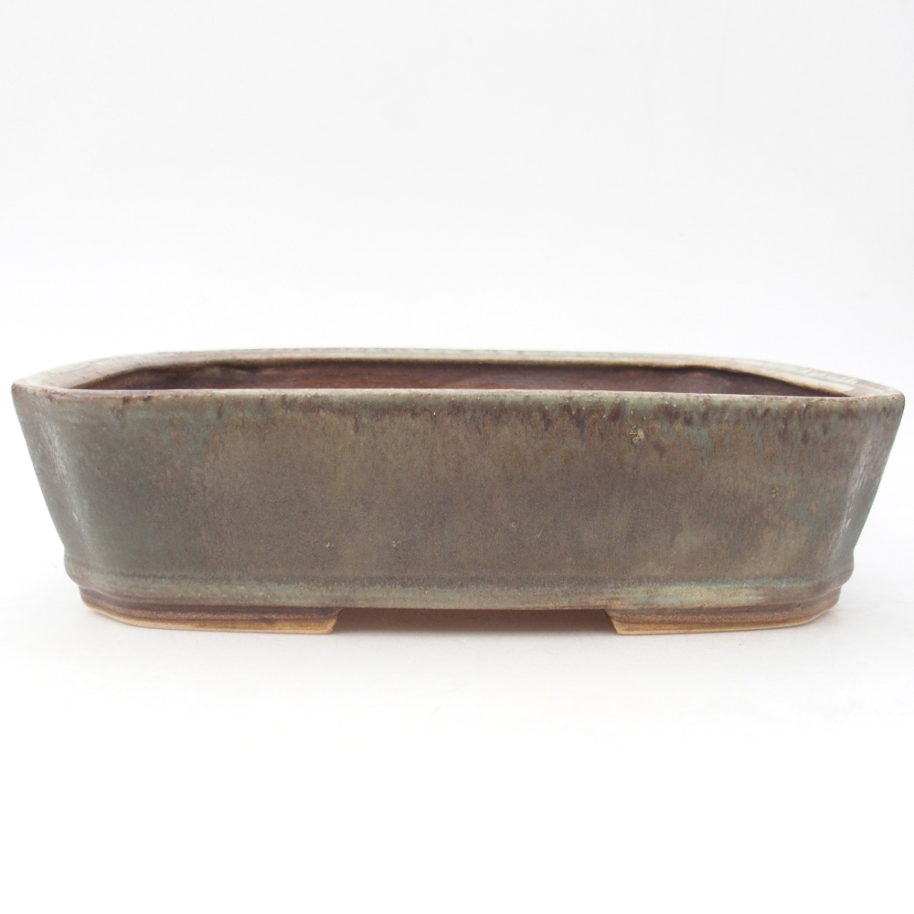 Ceramic bonsai bowl 25 x 21,5 x 6,5 cm, green