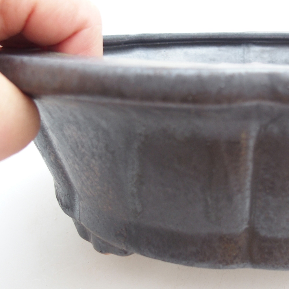 Ceramic bonsai bowl 26 x 26 x 8 cm, grey-green