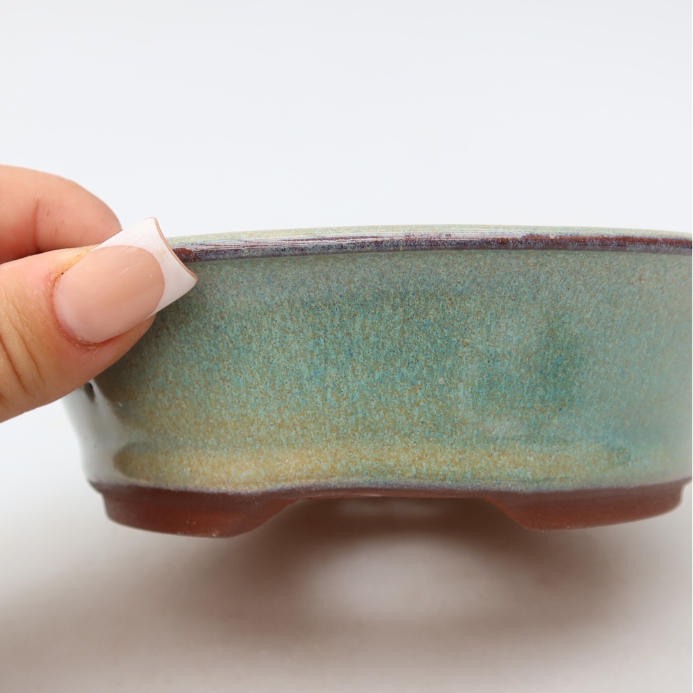 Ceramic bonsai pot, 14.5 x 14.5 x 4.5 cm, green