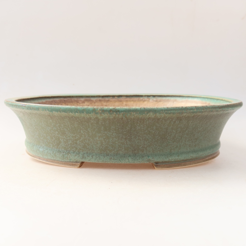 Ceramic bonsai pot, 27 x 24 x 5.5 cm, green