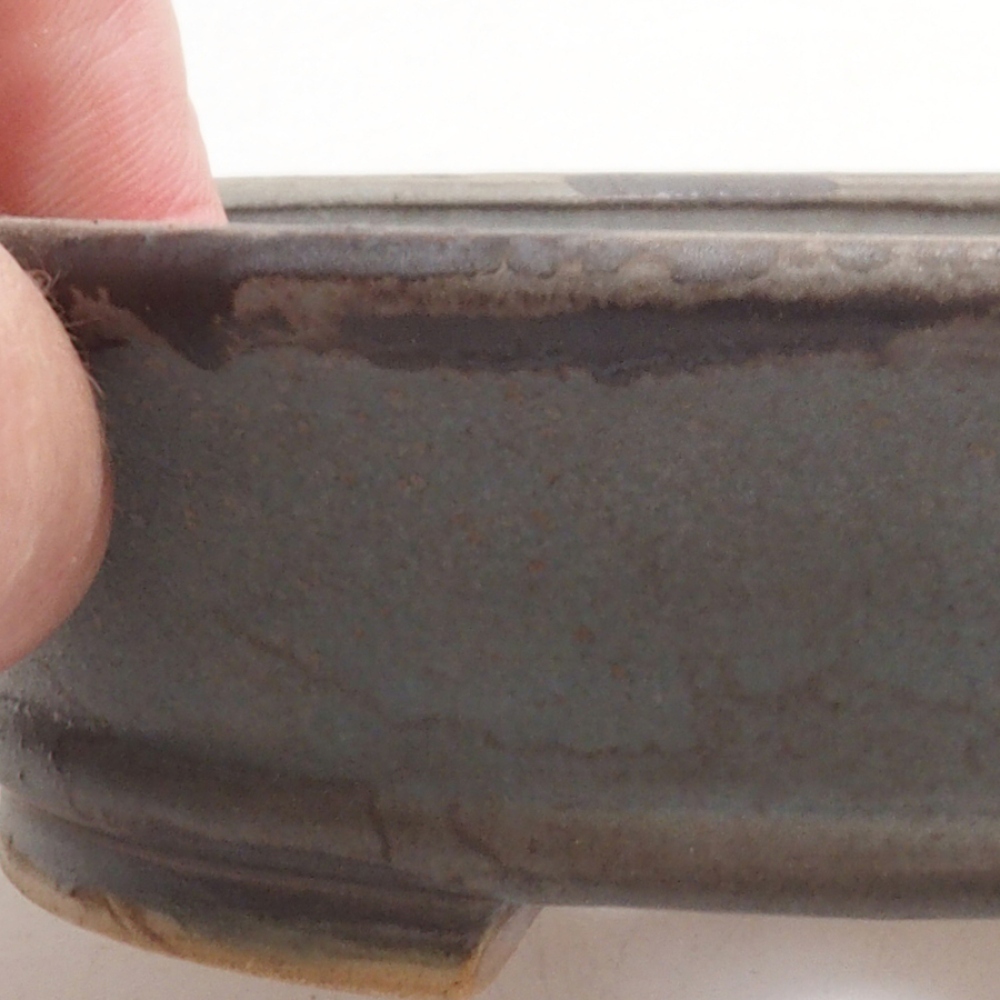Ceramic bonsai bowl 13,,5 x 12 x 3,5 cm, color blue