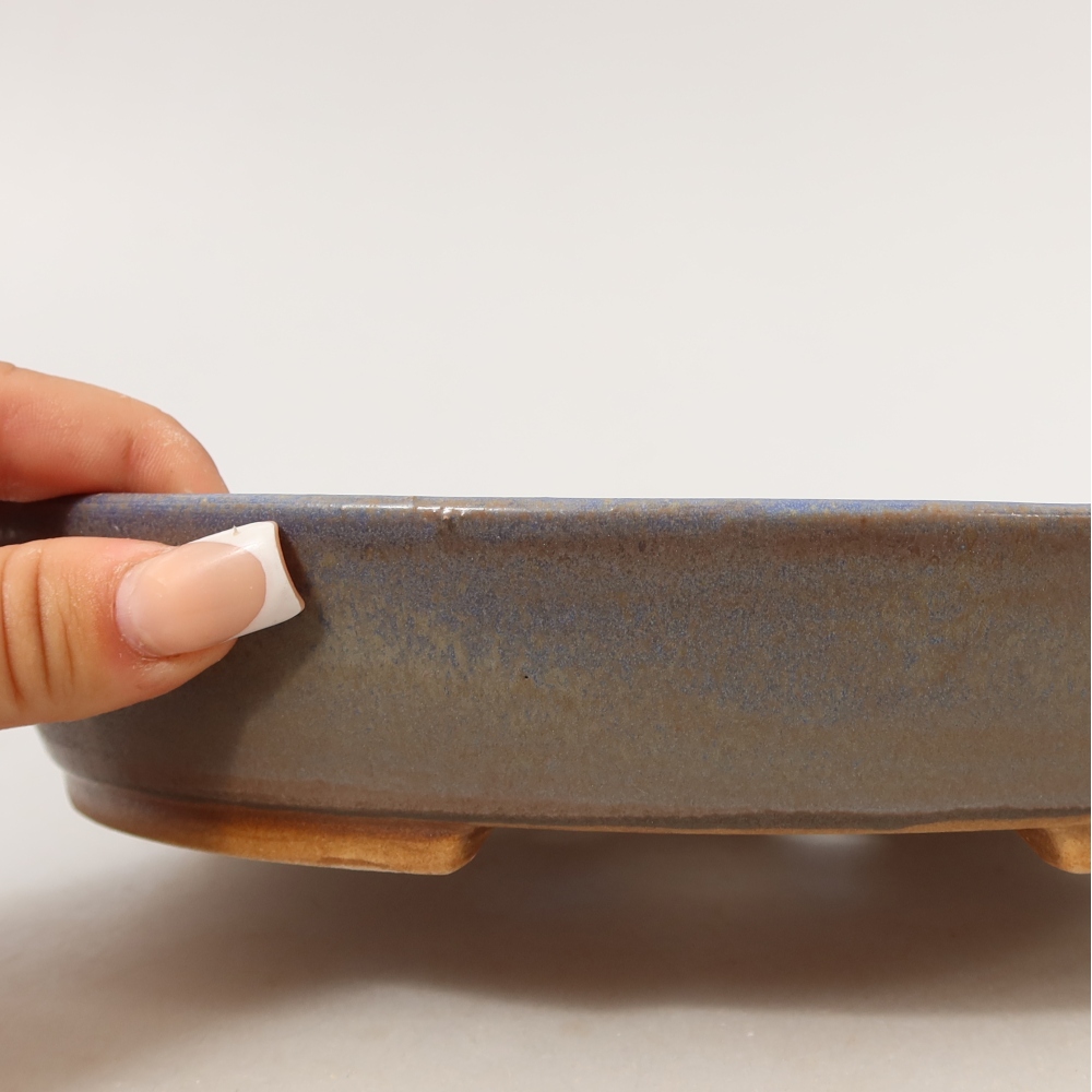 Ceramic bonsai bowl 22,5 x 20 x 4,5 cm, colour blue