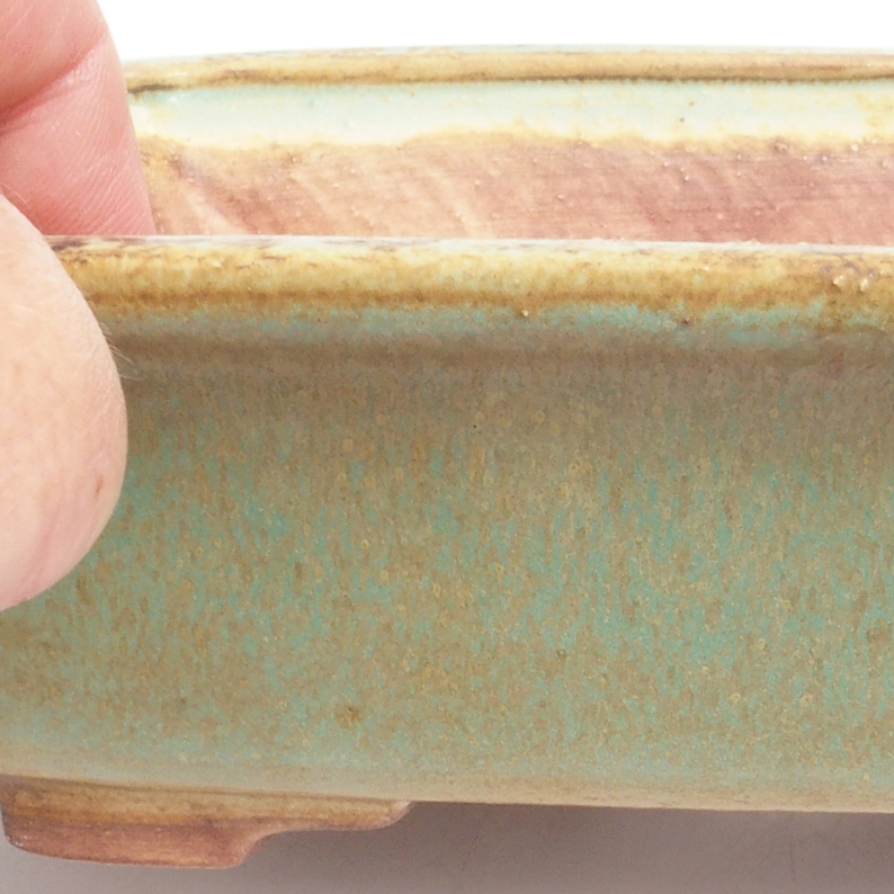 Ceramic bonsai bowl 17,5 x 14 x 5 cm, color green