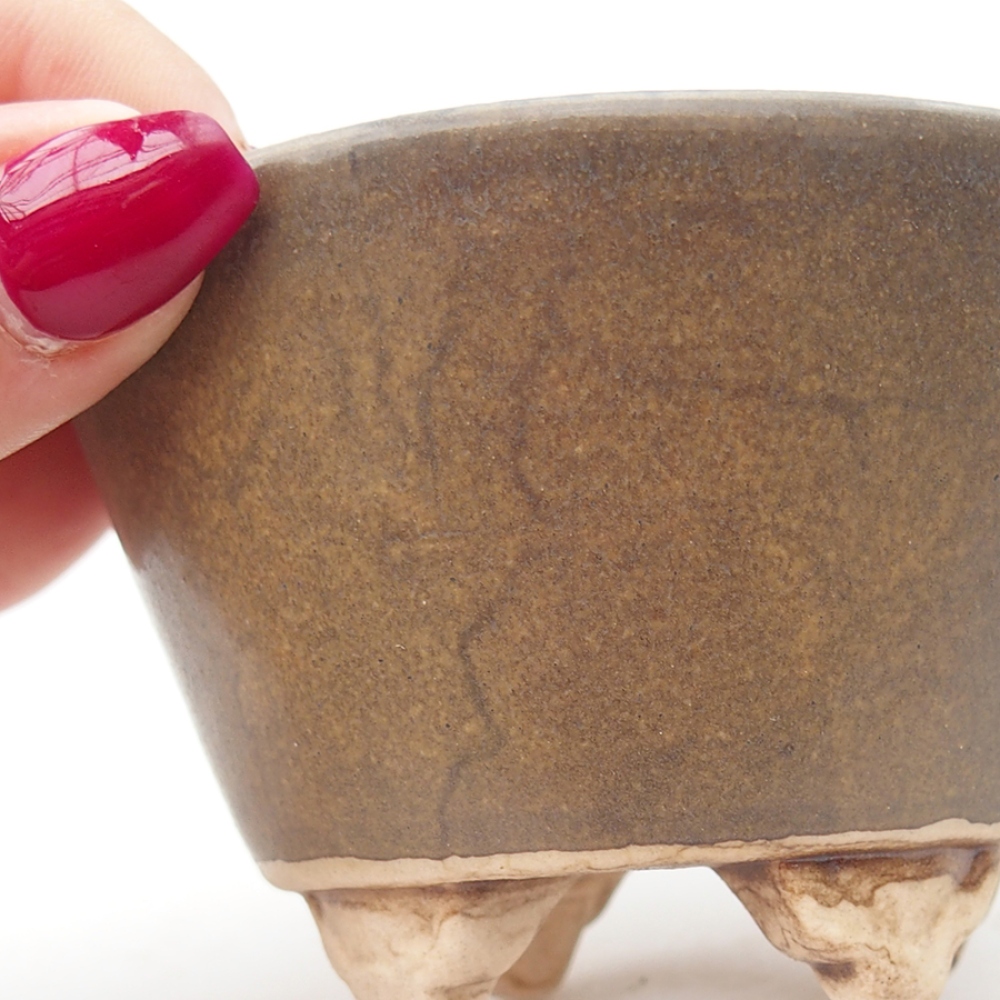 Ceramic bonsai bowl 8 x 8 x 5,5 cm, color brown