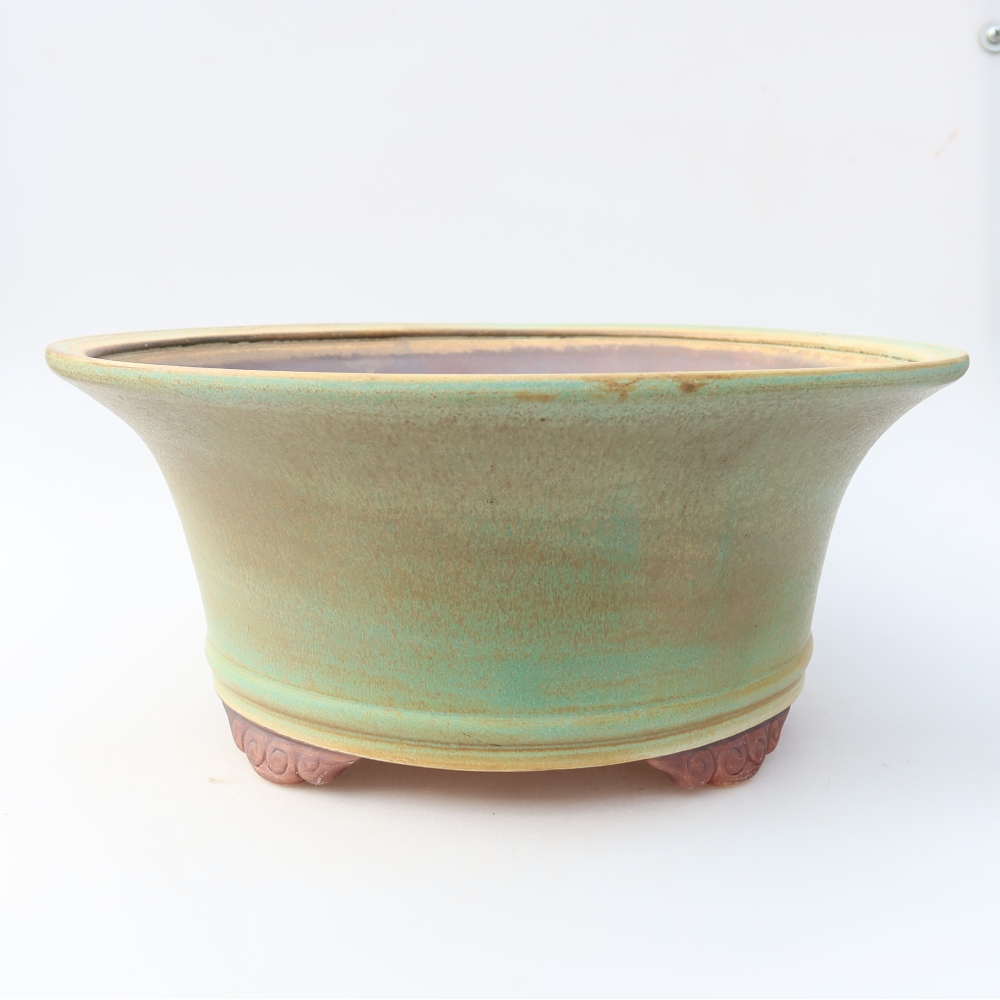 Ceramic bonsai pot, 31.5 x 31.5 x 14.5 cm, green