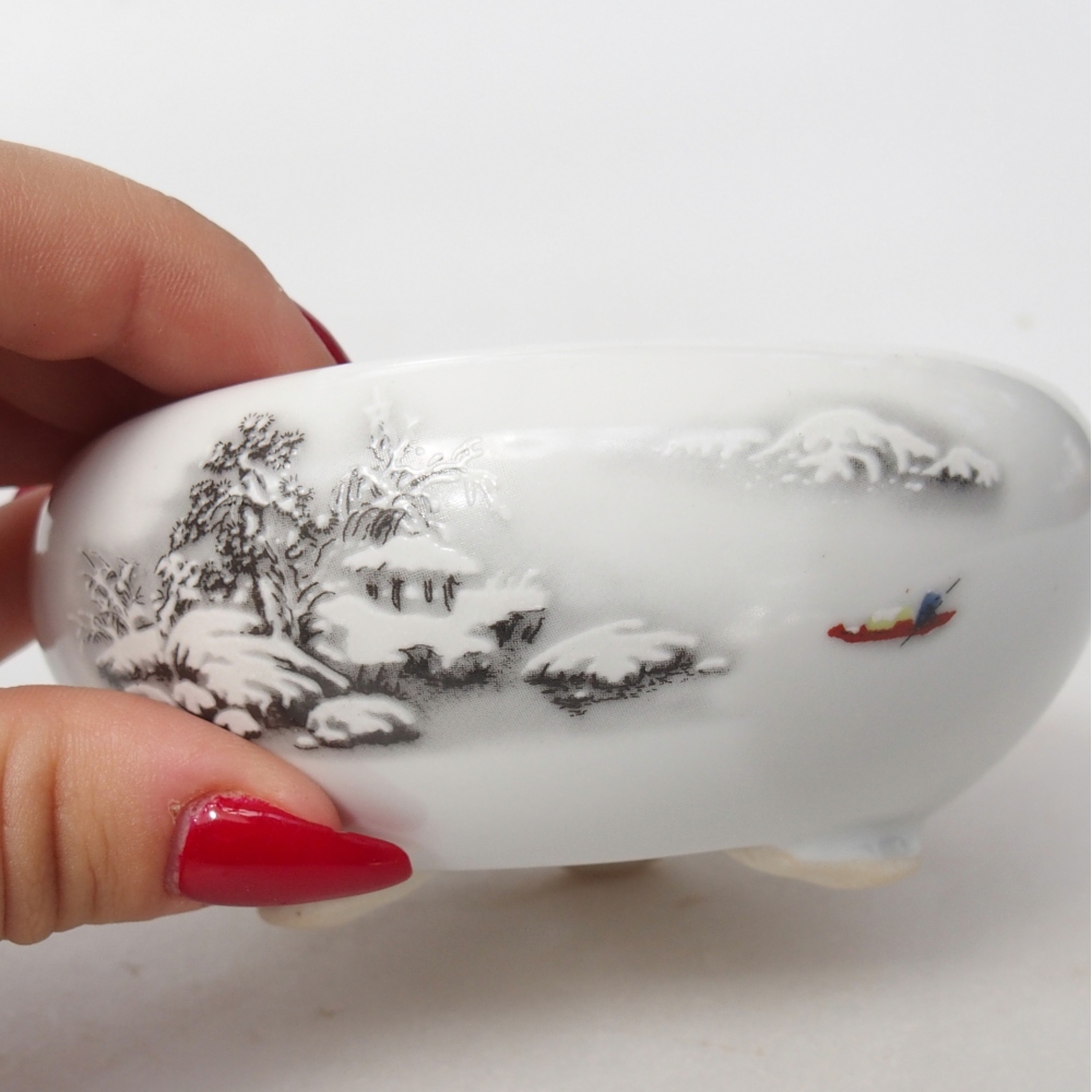 Ceramic bonsai bowl 10 x 10 x 5 cm, colour white