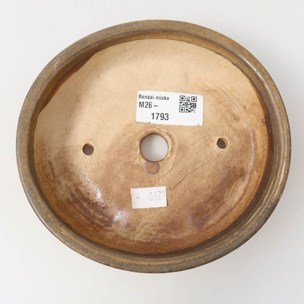 Ceramic bonsai pot, 15 x 14 x 4 cm, brown