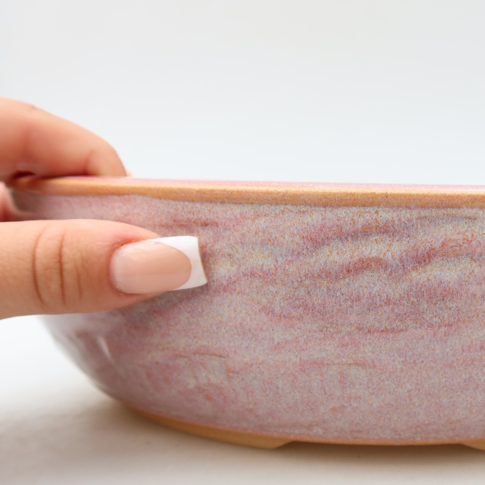 Ceramic bonsai pot, 26.5 x 26.5 x 7.5 cm, pink
