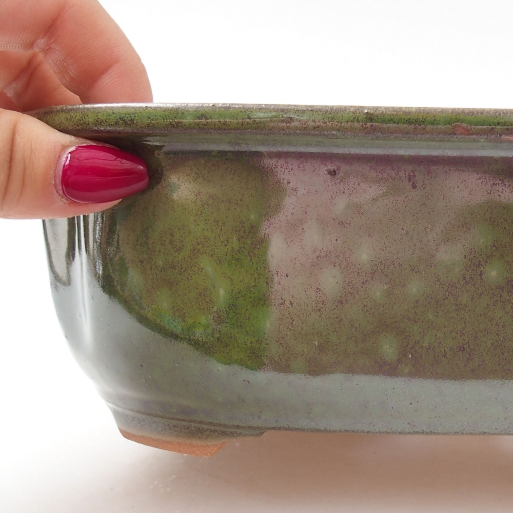 Ceramic bonsai bowl 22 x 18 x 7 cm, color green