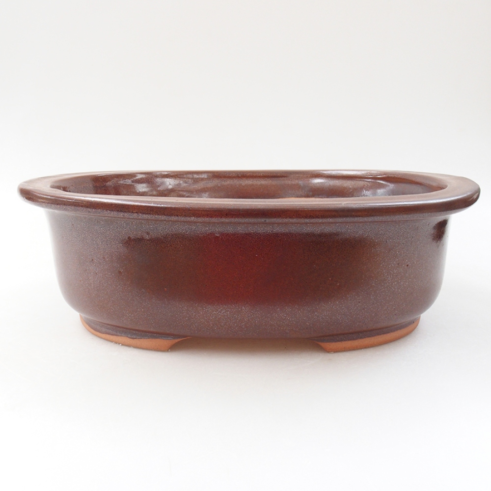 Ceramic bonsai bowl 25,5 x 22 x 8 cm, color brown