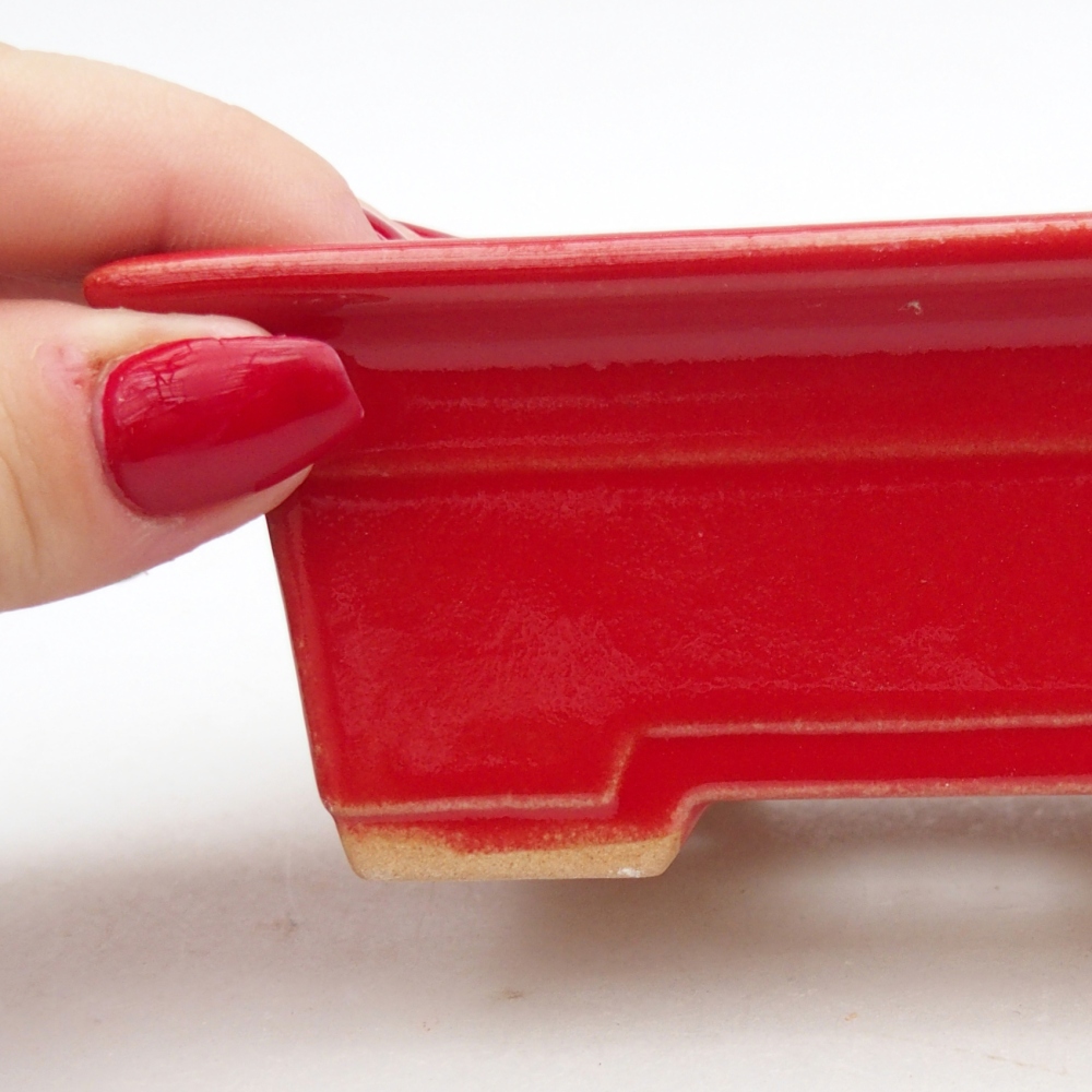 Ceramic bonsai bowl 11 x 8,5 x 4 cm, colour red