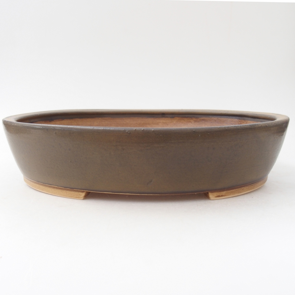 Ceramic bonsai bowl 28,5 x 25 x 6 cm, brown