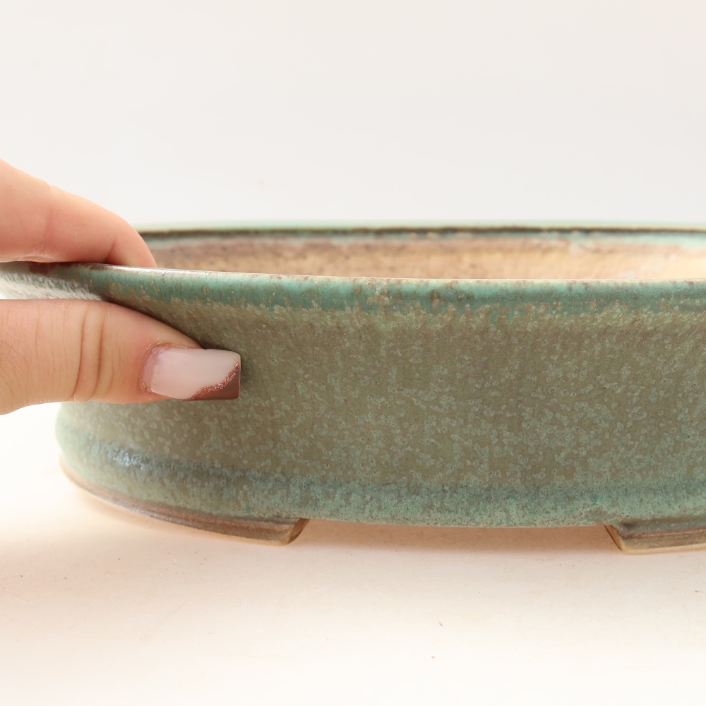Ceramic bonsai pot, 27 x 24 x 5.5 cm, green
