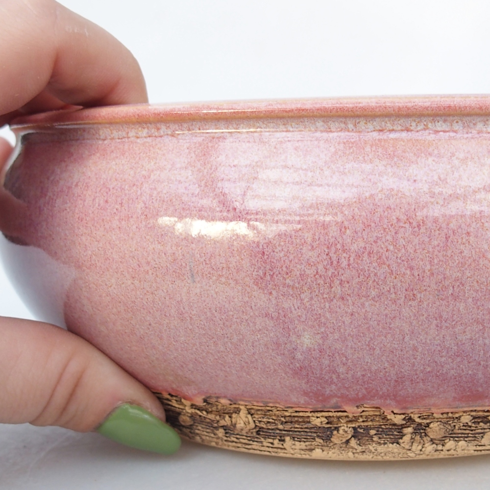 Ceramic bonsai bowl 18,5 x 18,5 x 7 cm, pink