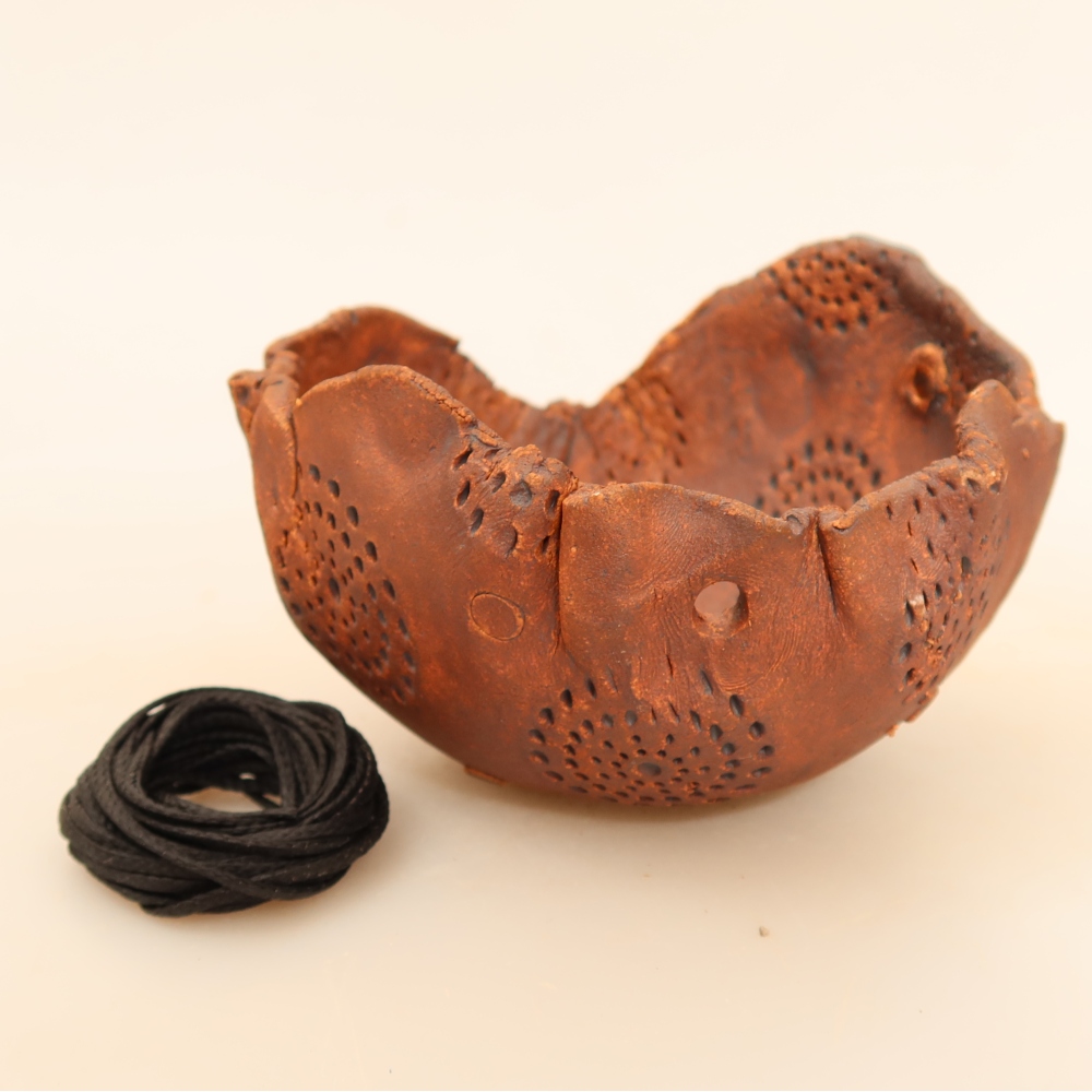 Ceramic Kokedama Pot, 10 x 10 x 6.5 cm, Brown