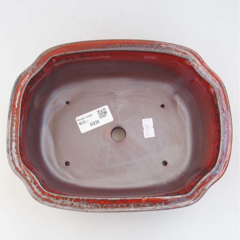 Ceramic bonsai bowl 22 x 18 x 7 cm, colour red