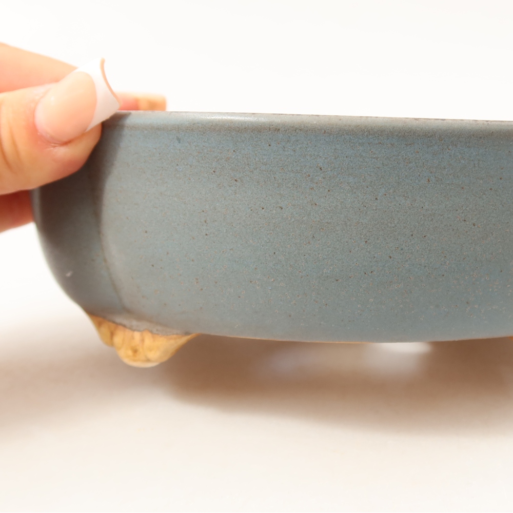 Ceramic bonsai pot, 17.5 x 15.5 x 5.5 cm, blue