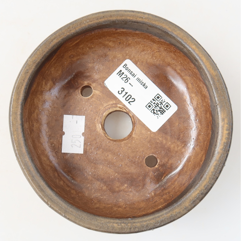 Ceramic bonsai pot, 10.5 x 10.5 x 4 cm, brown