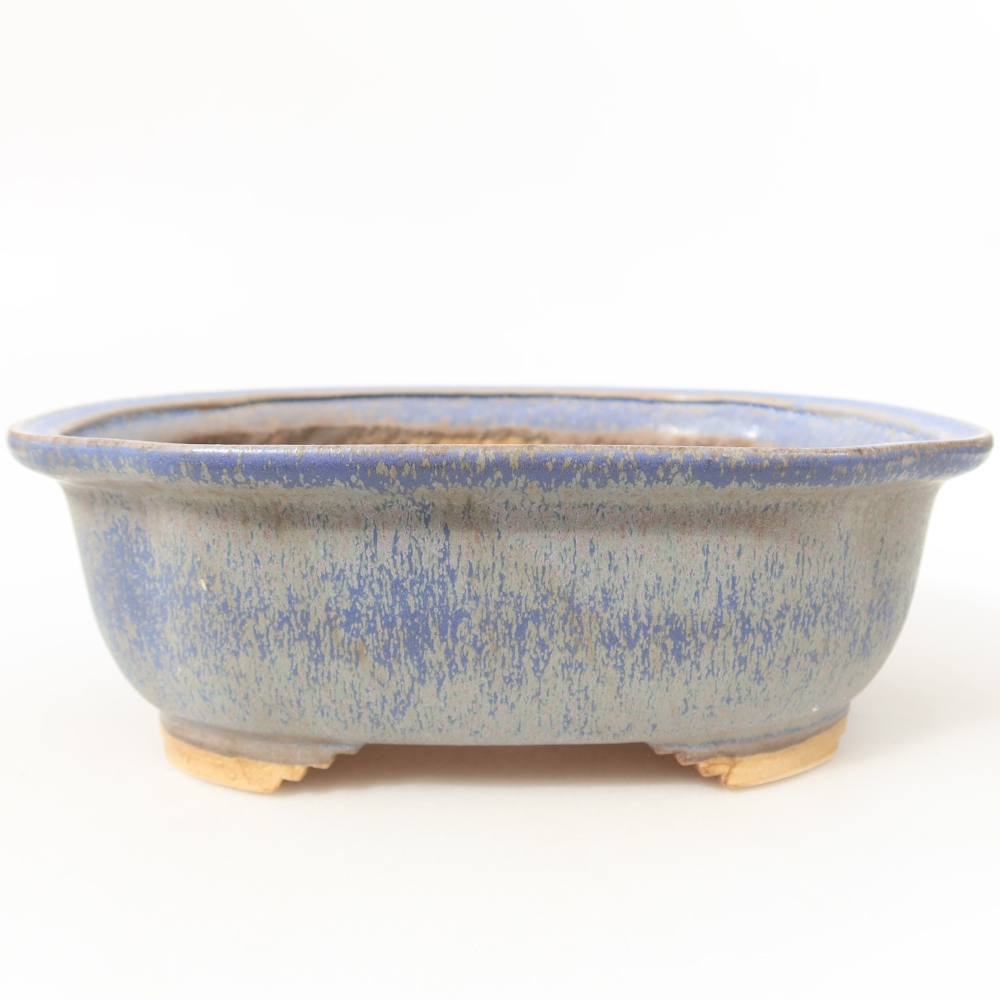 Ceramic bonsai pot, 20.5 x 16.5 x 7 cm, blue