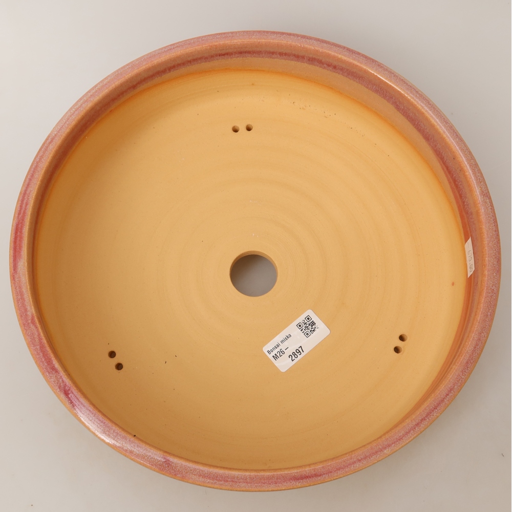 Ceramic bonsai pot, 27.5 x 27.5 x 7.5 cm, pink