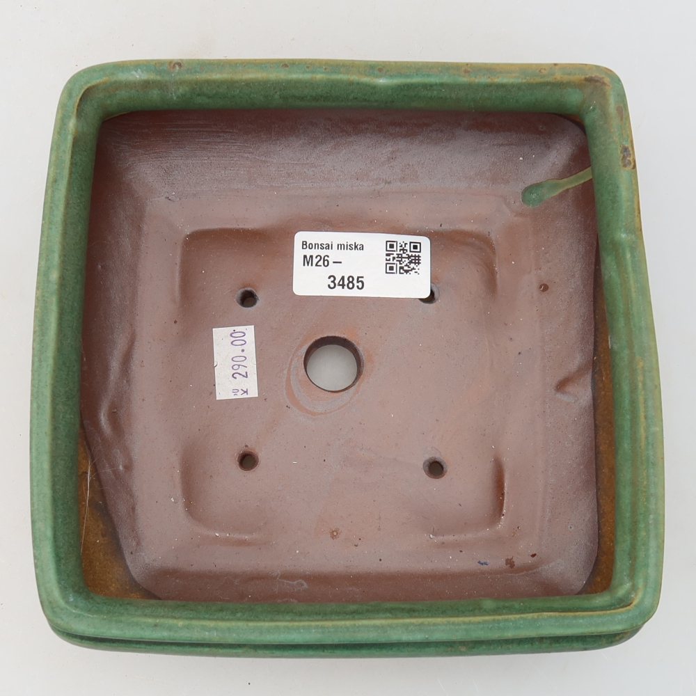 Ceramic bonsai bowl 15,5 x 15,5 x 6 cm, green