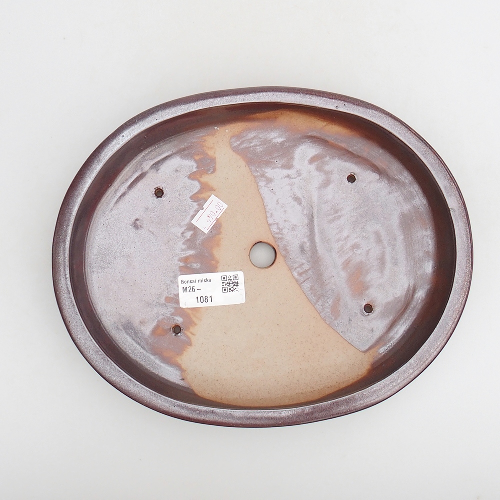 Ceramic bonsai bowl 24 x 19,5 x 4 cm, burgundy