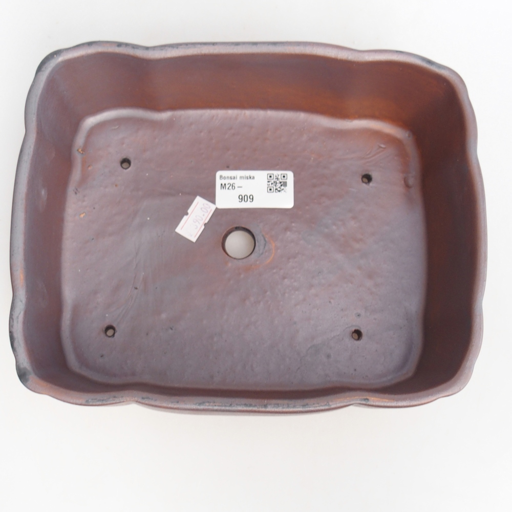 Ceramic bonsai bowl 21 x 17 x 7 cm, metal colour