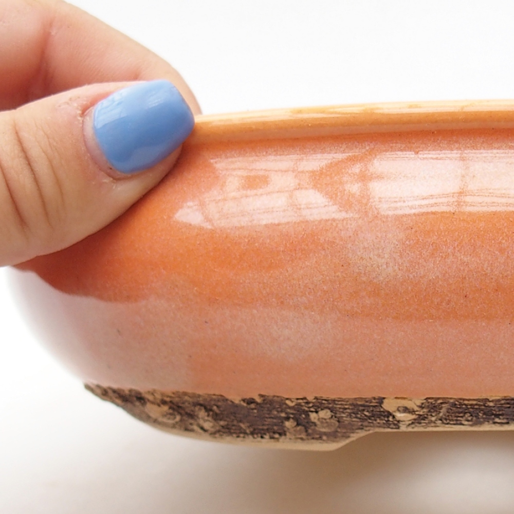 Ceramic bonsai bowl 17,5 x 17,5 x 5 cm, color orange