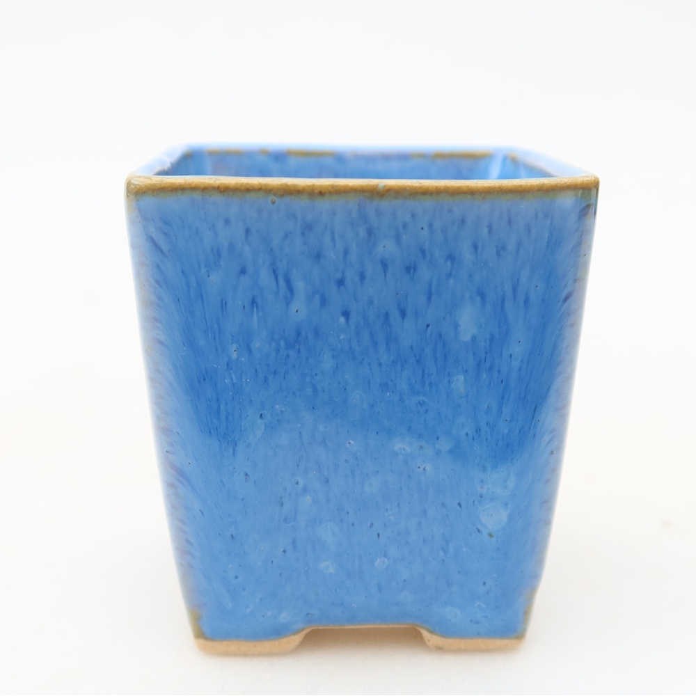 Ceramic bonsai pot, 4.5 x 4.5 x 5 cm, blue
