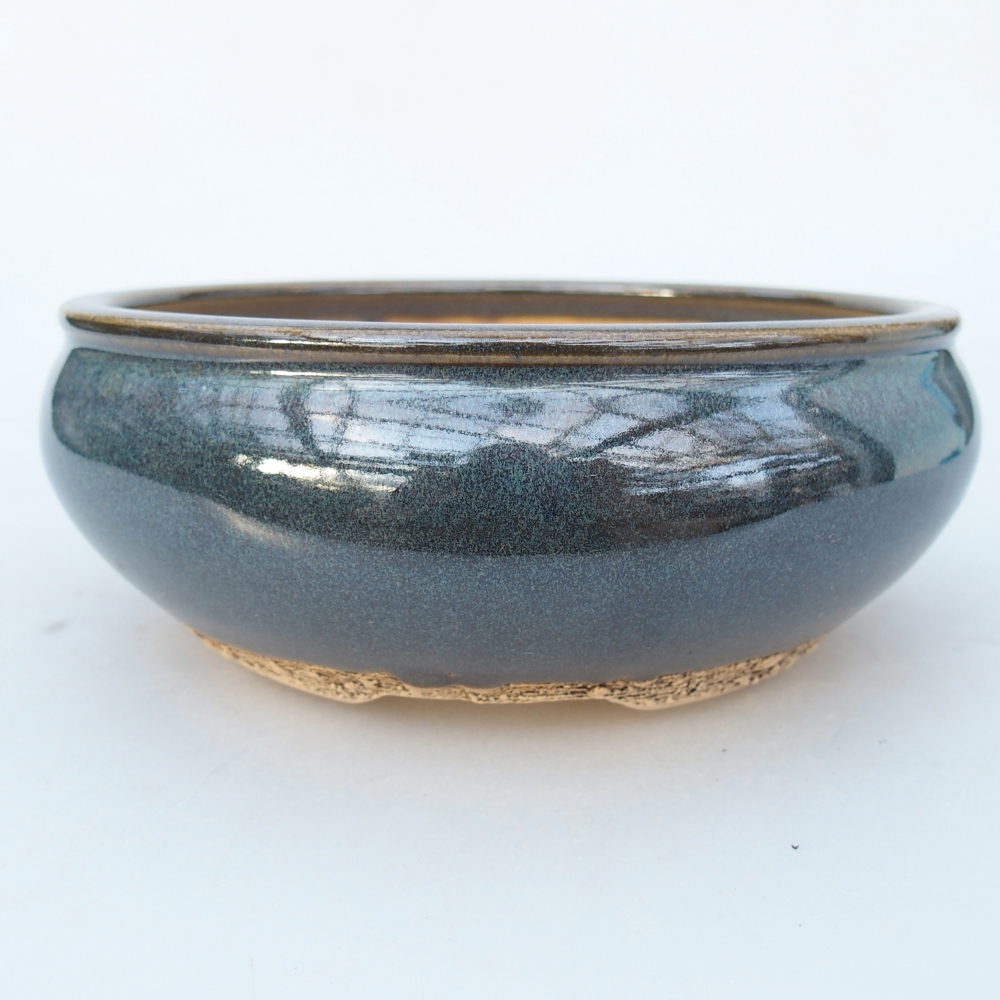 Ceramic bonsai bowl 15 x 15 x 6 cm, blue-grey