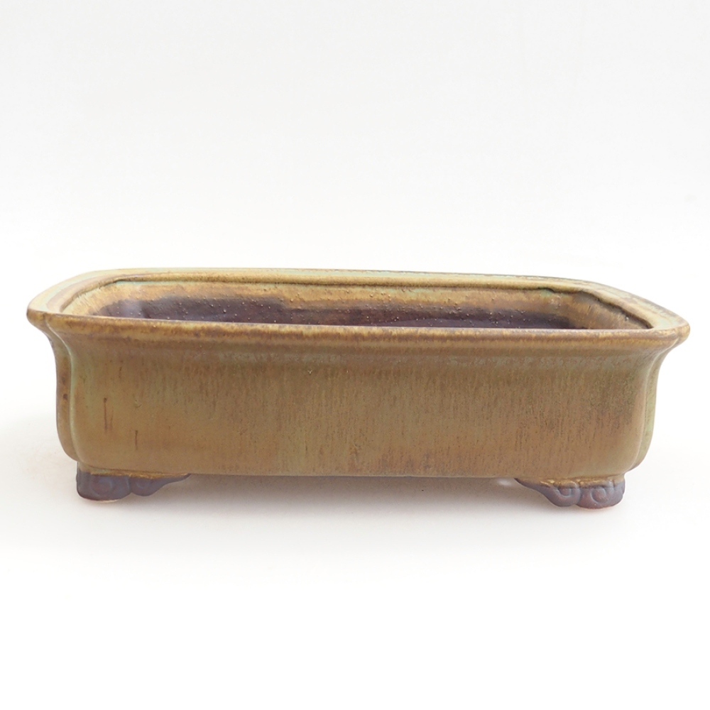 Ceramic bonsai bowl 24,5 x 19 x 7 cm, green