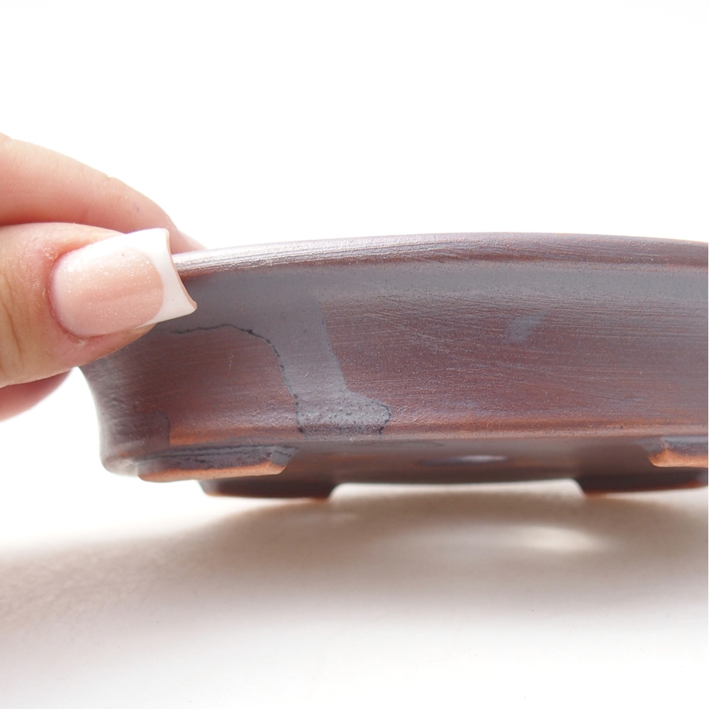 Ceramic bonsai bowl 13 x 10,5 x 3 cm, metal colour