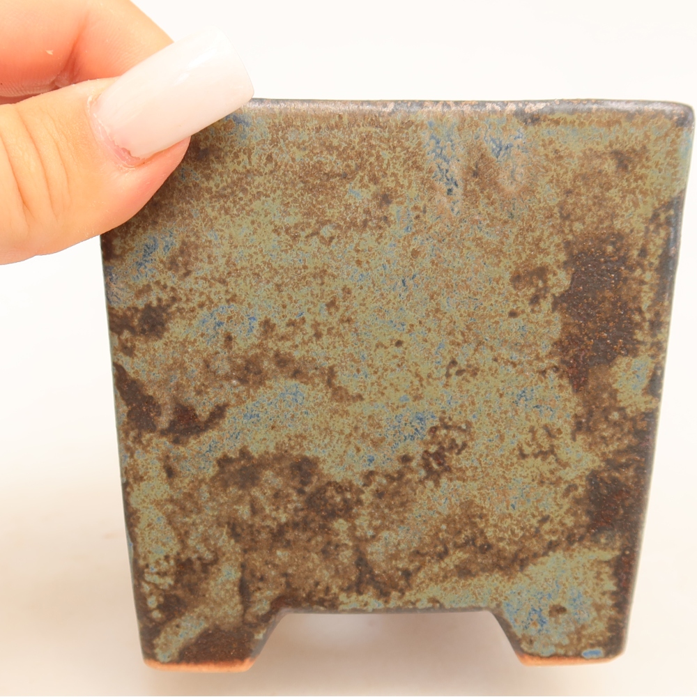 Ceramic bonsai pot, 8.5 x 8.5 x 9 cm, brown